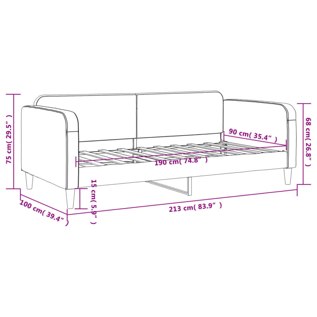 Day Bed without Mattress Dark Grey 90x190 cm Fabric Price