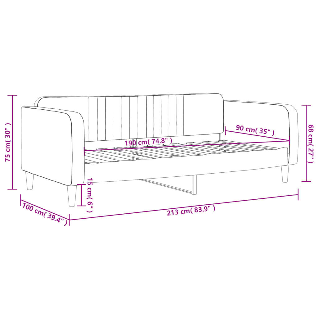 Day Bed without Mattress Light Grey 90x190 cm Velvet Price
