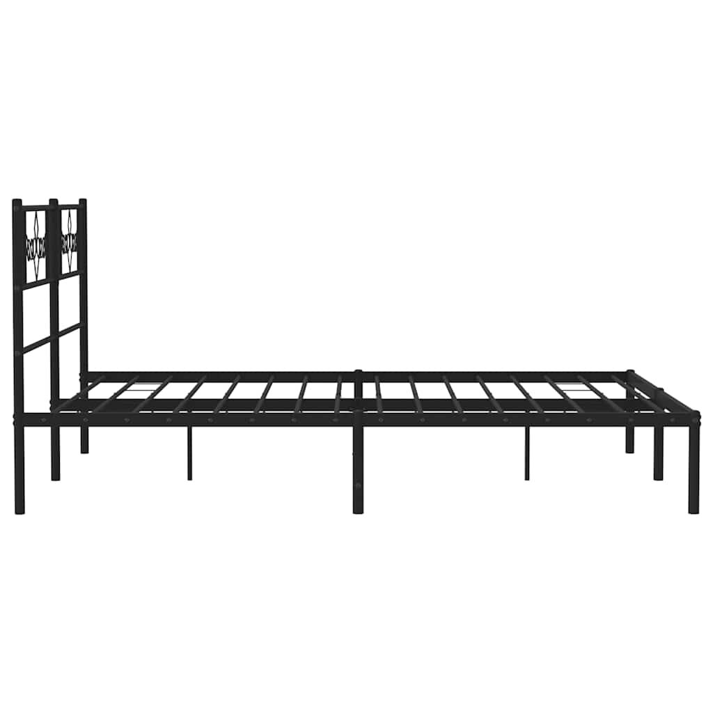 Metal Bed Frame without Mattress with Headboard Black 150x200 cm Price
