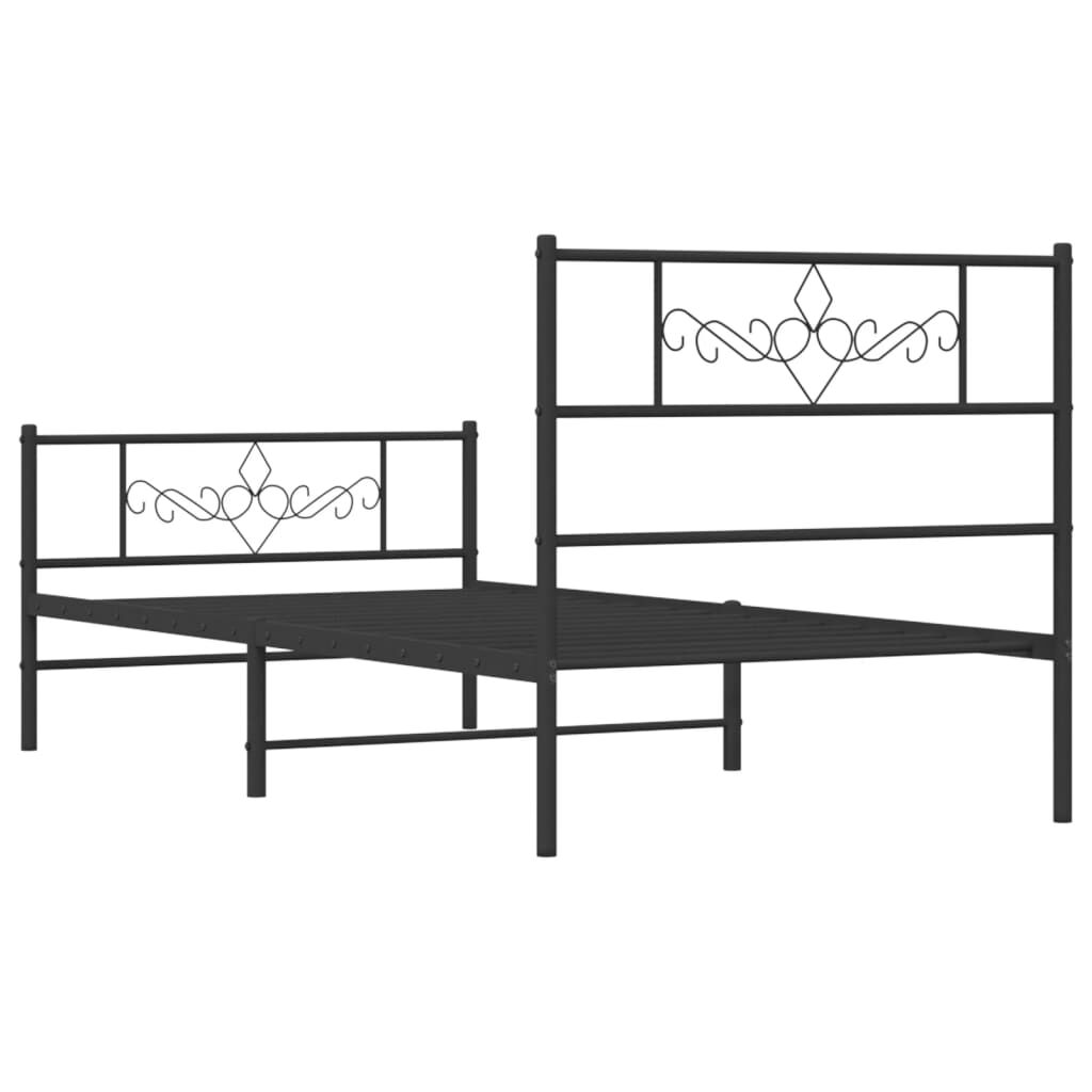 Metal Bed Frame without Mattress with Footboard Black 107x203 cm King Single Price