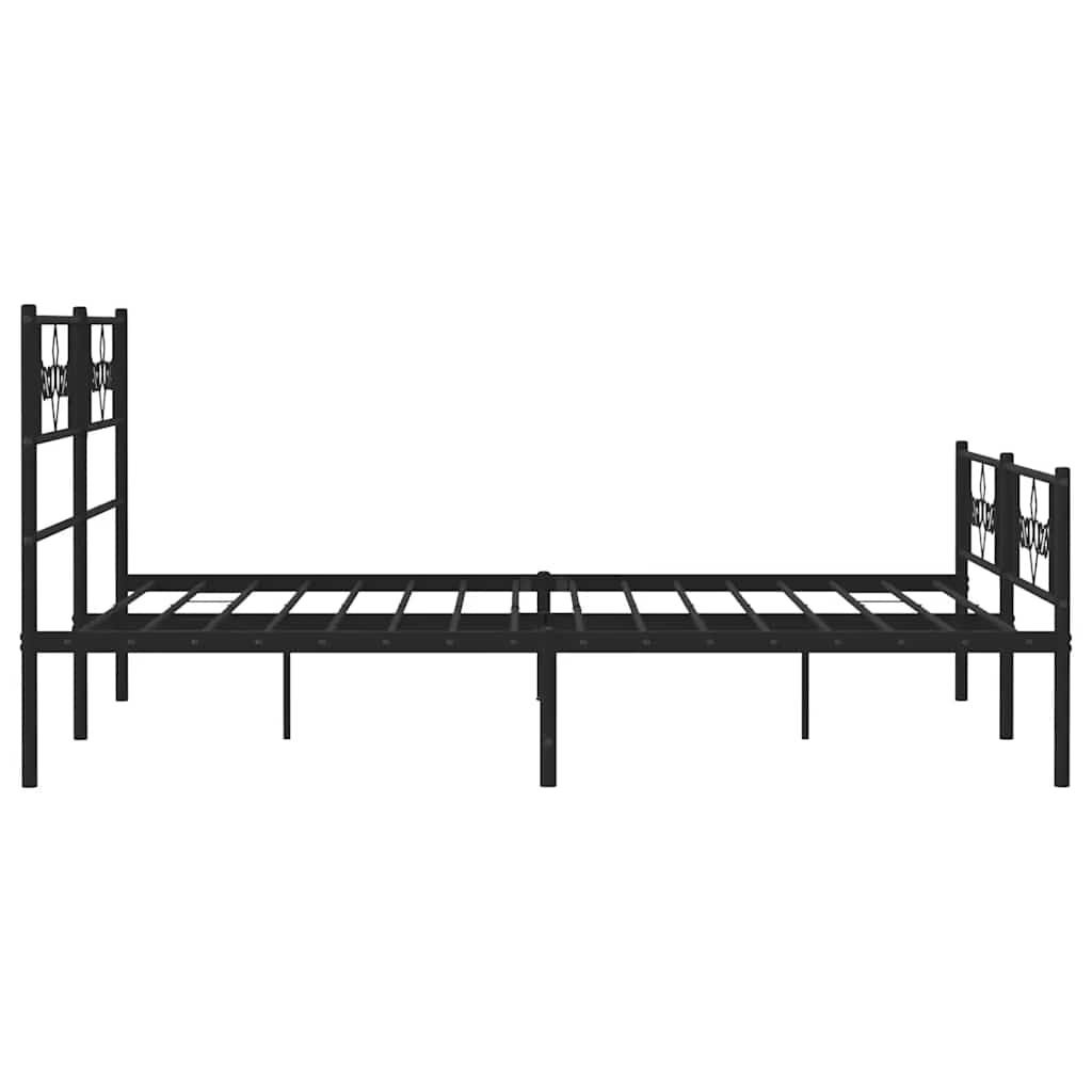 Metal Bed Frame without Mattress with Footboard Black 135x190 cm Price
