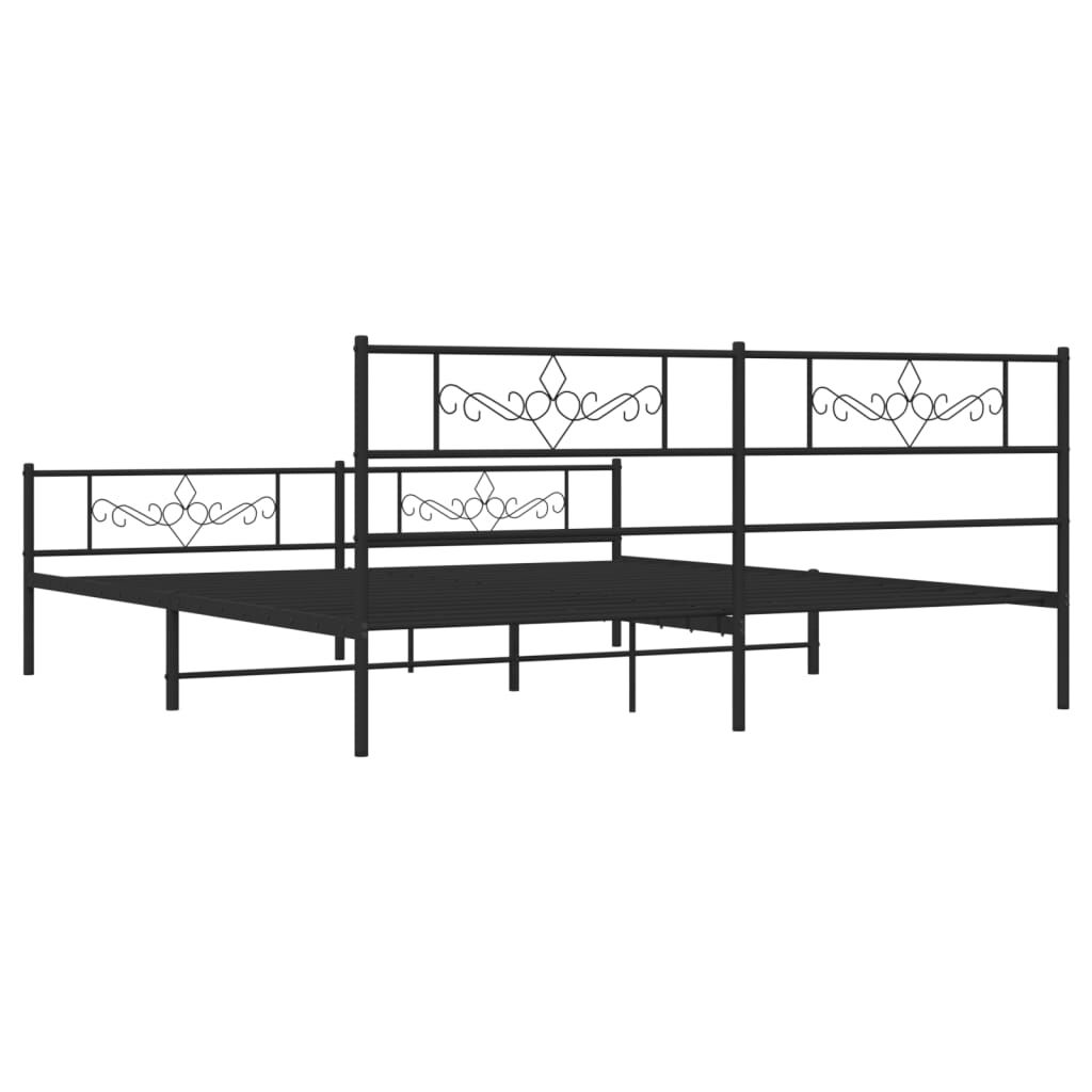 Metal Bed Frame without Mattress with Footboard Black 183x203 cm King Price