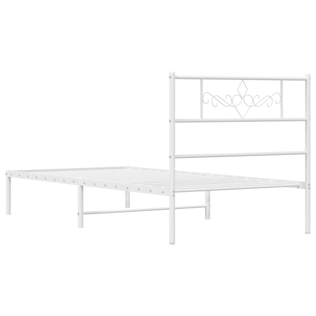 Metal Bed Frame without Mattress with Headboard White 107x203 cm King Single Price