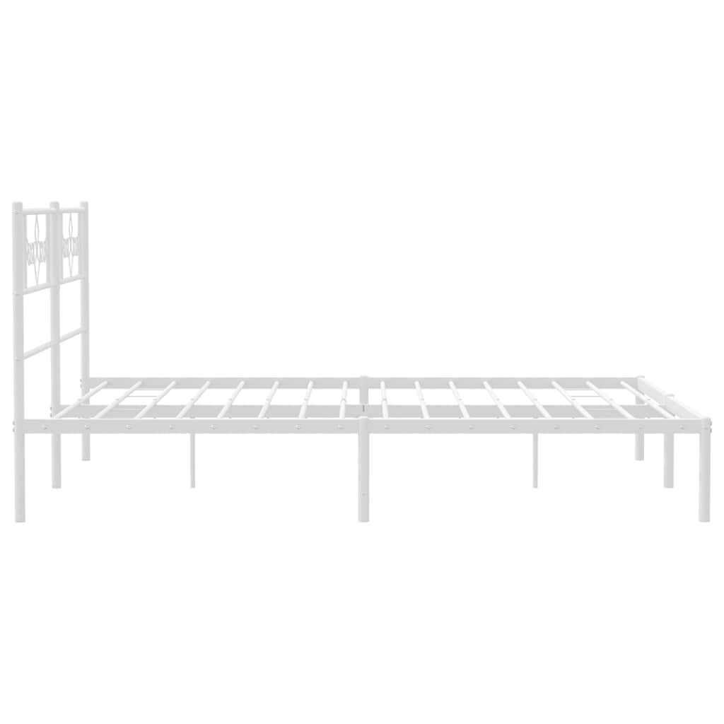 Metal Bed Frame without Mattress with Headboard White 135x190 cm Price