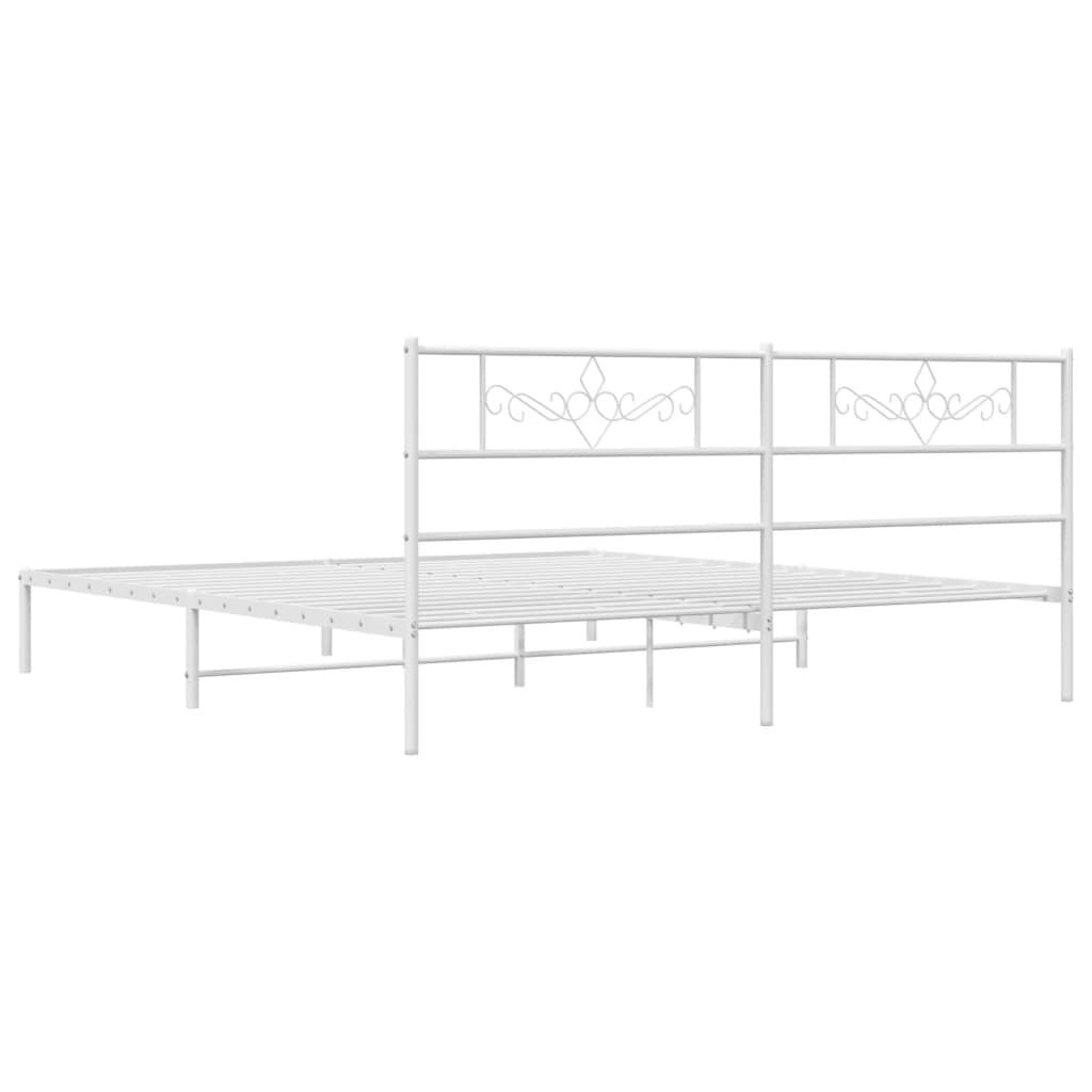 Metal Bed Frame without Mattress with Headboard White 183x203 cm King Price