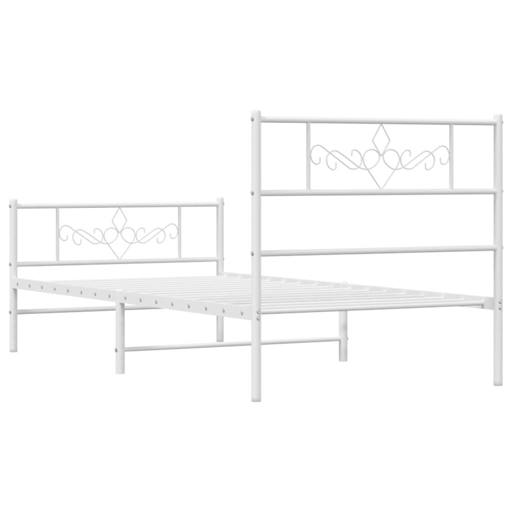 Metal Bed Frame without Mattress with Footboard White 107x203 cm King Single Price