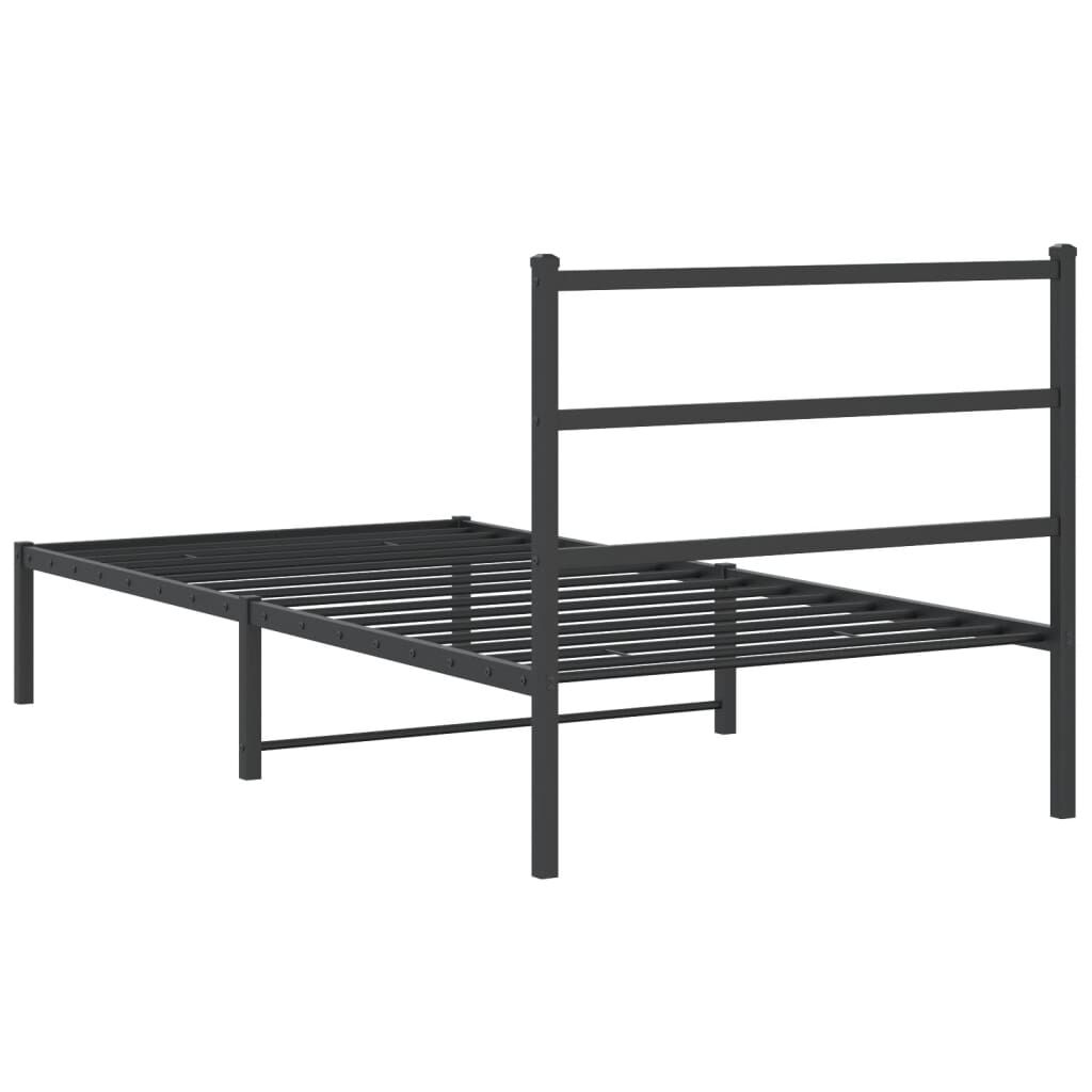 Metal Bed Frame without Mattress with Headboard Black 107x203 cm King Single Price