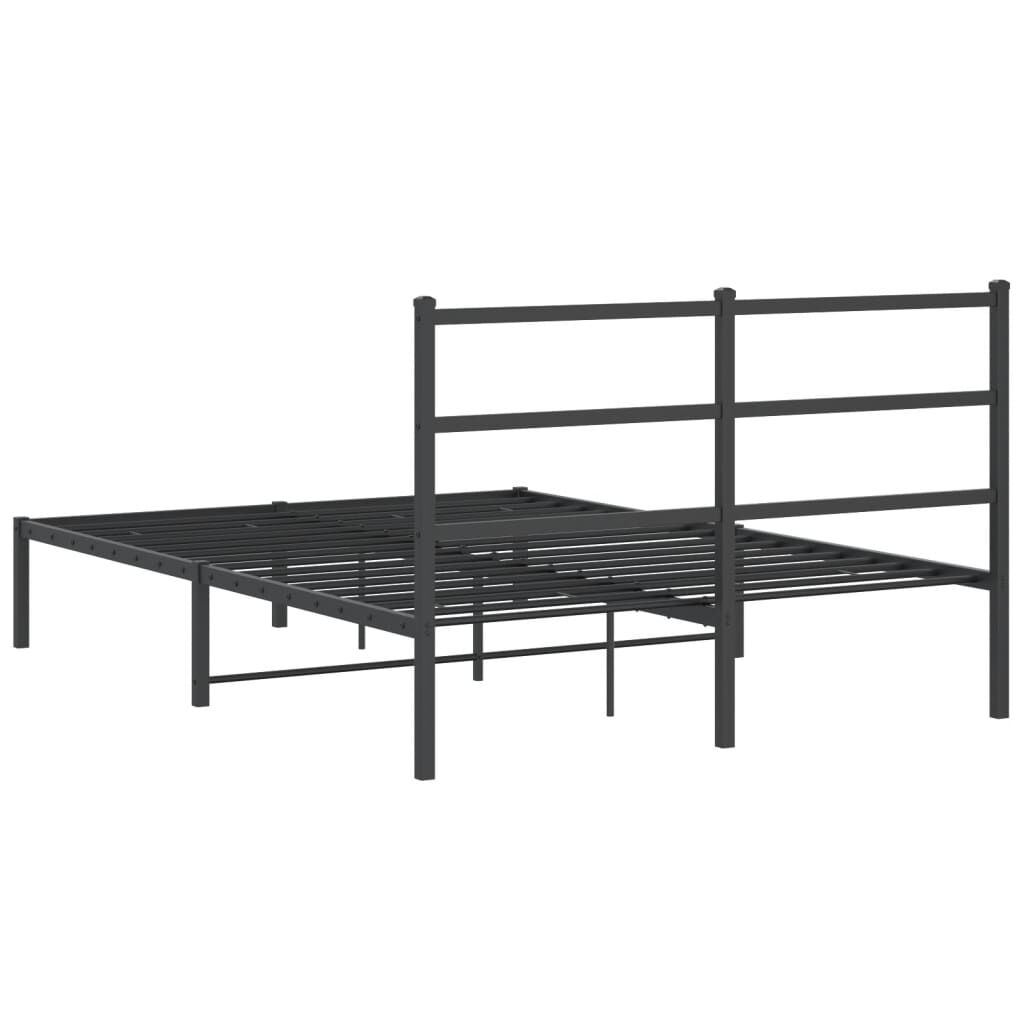 Metal Bed Frame without Mattress with Headboard Black 135x190 cm Price