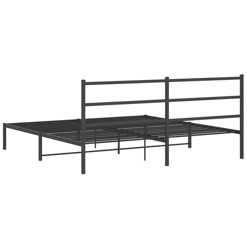 Metal Bed Frame without Mattress with Headboard Black 183x203 cm King Price