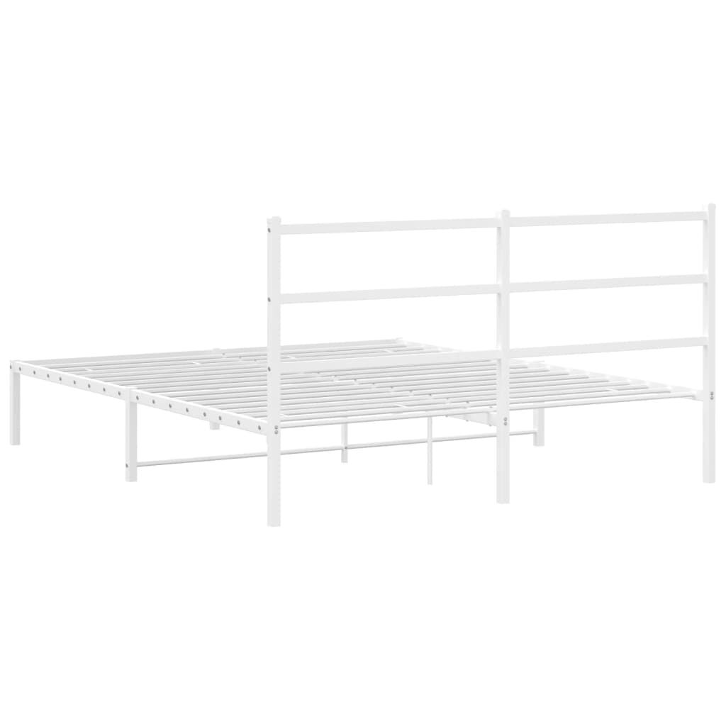 Metal Bed Frame without Mattress with Headboard White 150x200 cm Price