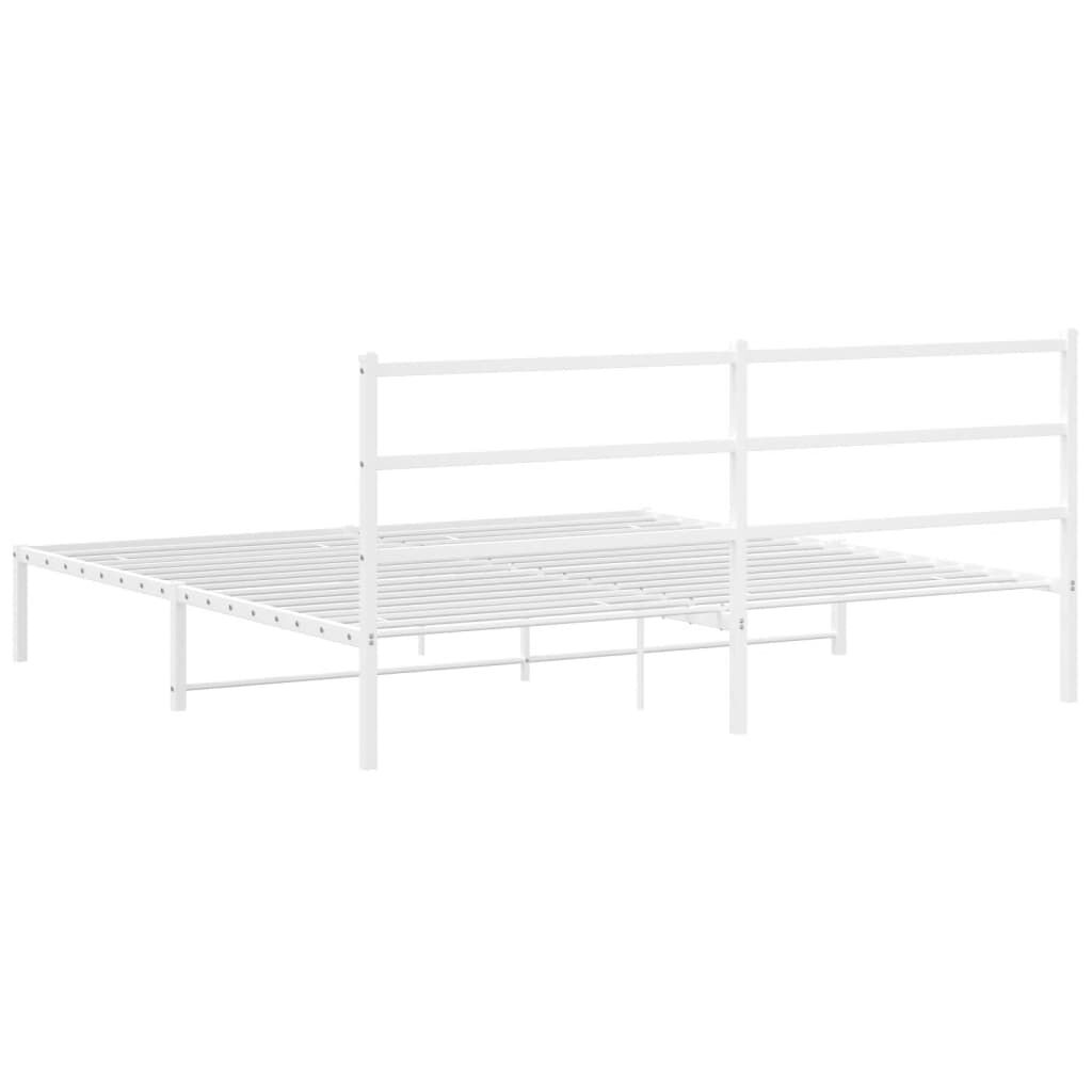 Metal Bed Frame without Mattress with Headboard White 183x203 cm King Price