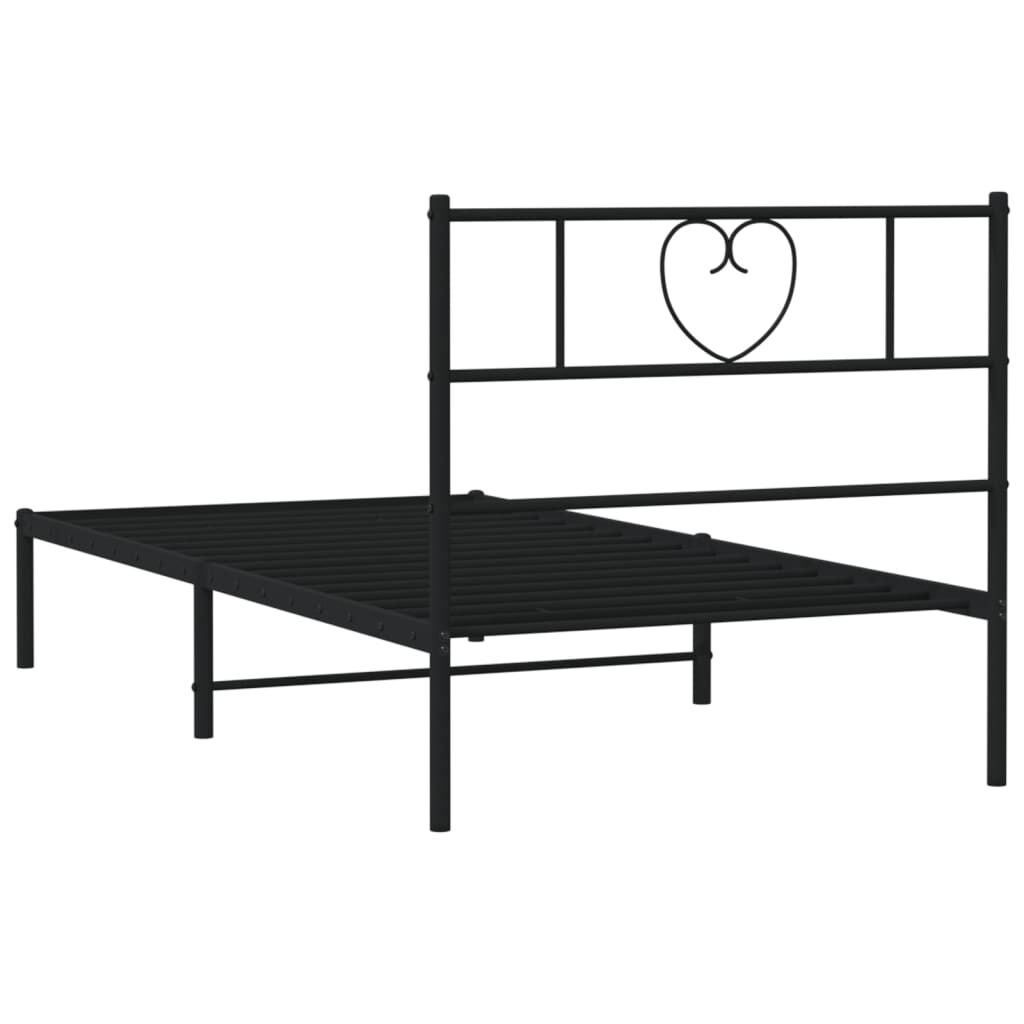 Metal Bed Frame without Mattress with Headboard Black 107x203 cm King Single Price