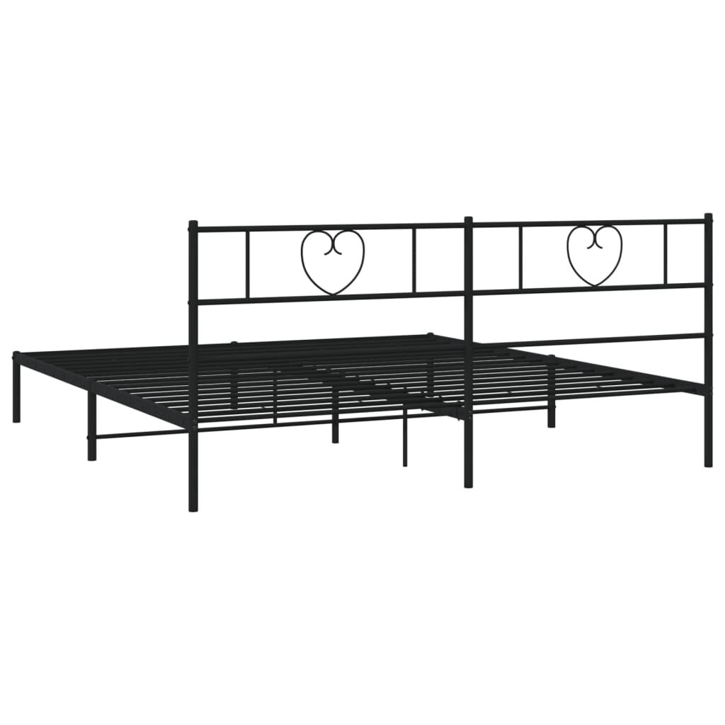 Metal Bed Frame without Mattress with Headboard Black 183x203 cm King Price