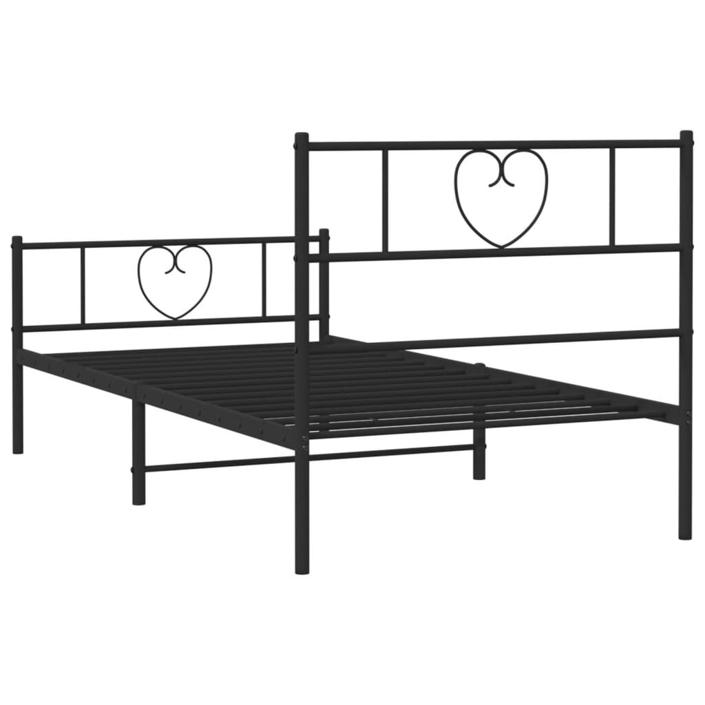 Metal Bed Frame without Mattress with Footboard Black 90x190 cm Price