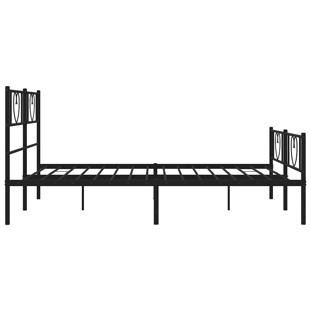 Metal Bed Frame without Mattress with Footboard Black 135x190 cm Price