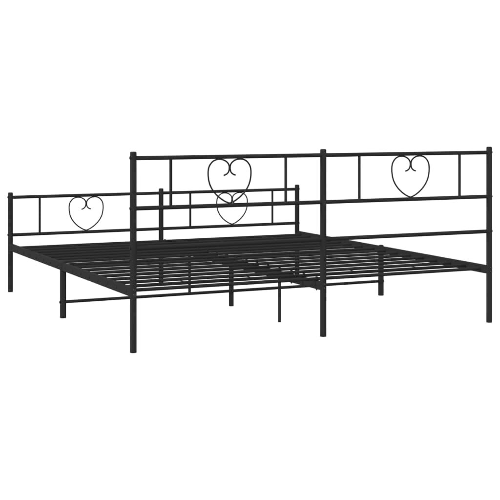 Metal Bed Frame without Mattress with Footboard Black 183x203 cm King Price