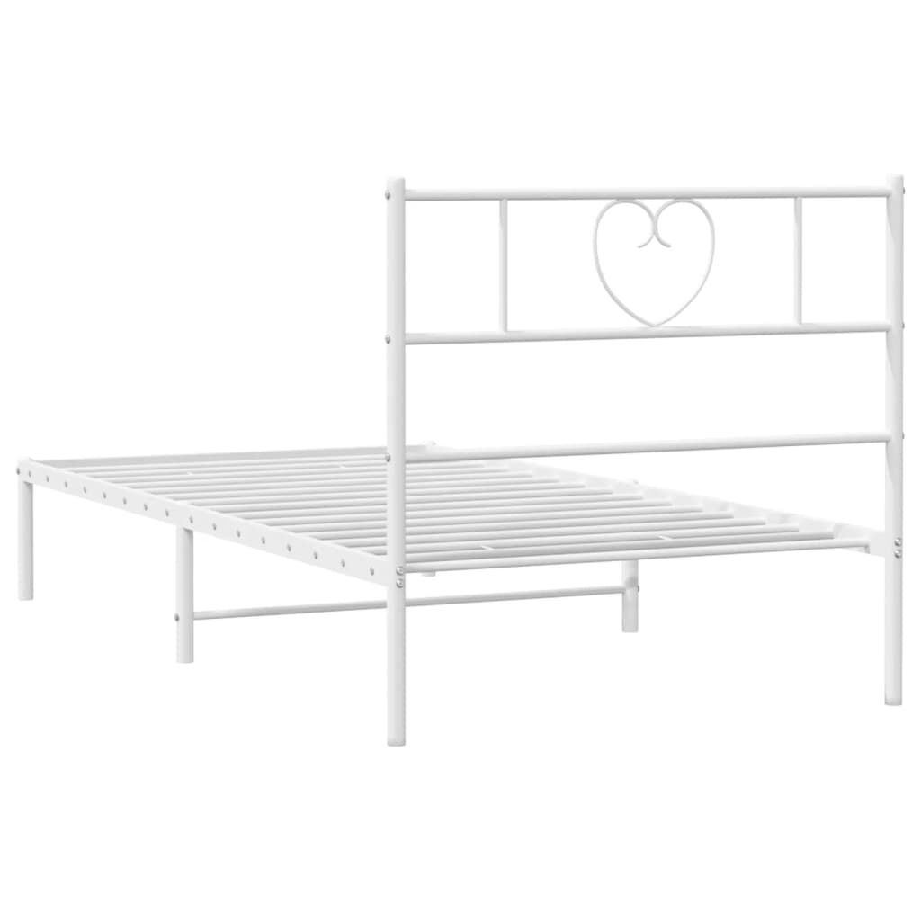 Metal Bed Frame without Mattress with Headboard White 90x190 cm Price