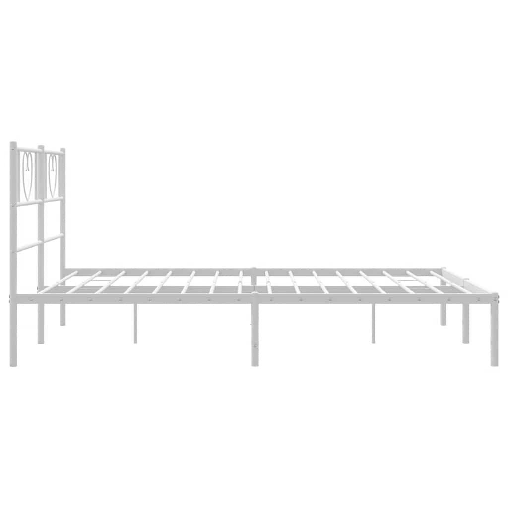 Metal Bed Frame without Mattress with Headboard White 135x190 cm Price