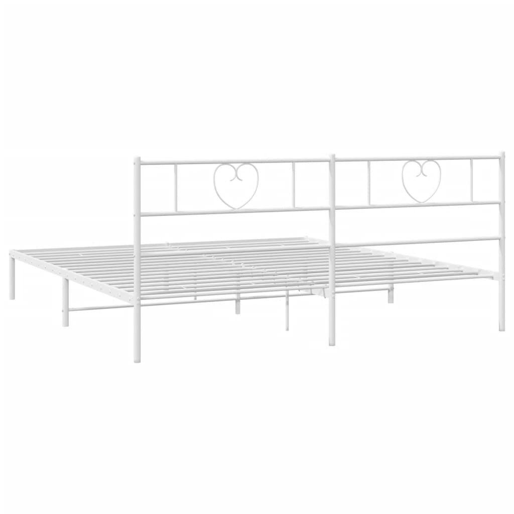Metal Bed Frame without Mattress with Headboard White 183x203 cm King Price