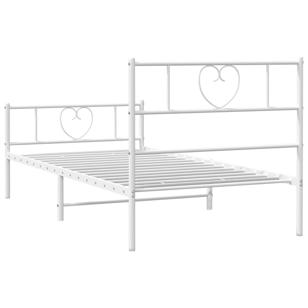 Metal Bed Frame without Mattress with Footboard White 107x203 cm King Single Price