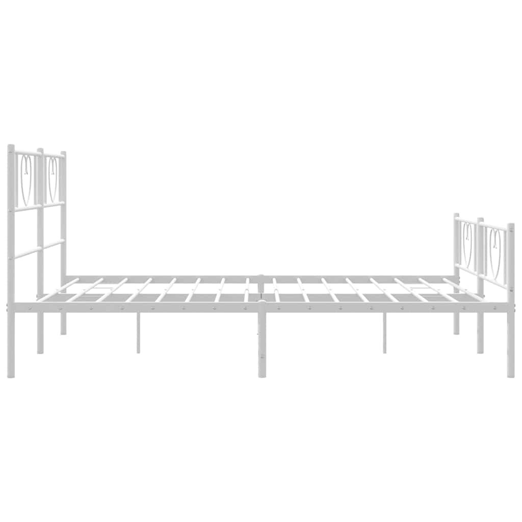 Metal Bed Frame without Mattress with Footboard White 135x190 cm Price