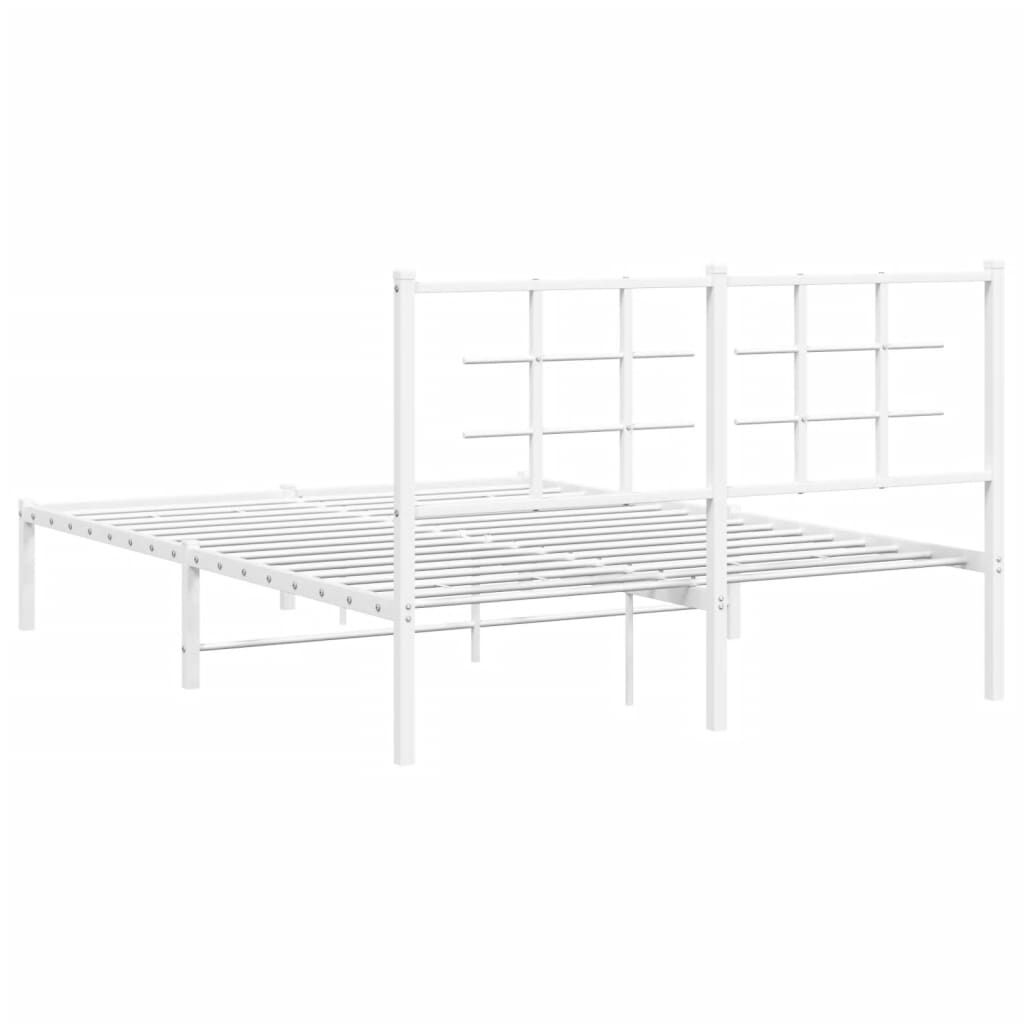 Metal Bed Frame without Mattress with Headboard White 135x190 cm Price