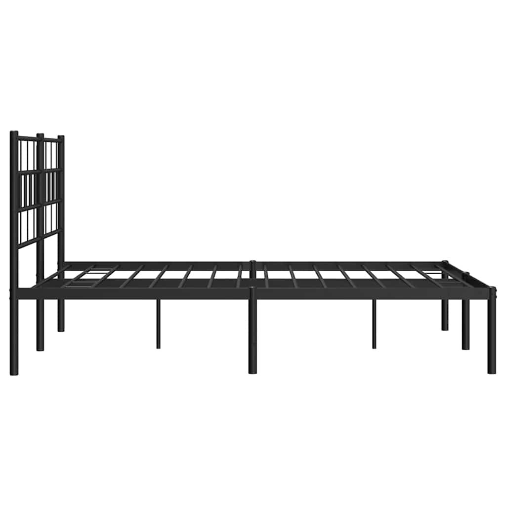 Metal Bed Frame without Mattress with Headboard Black 135x190 cm Price