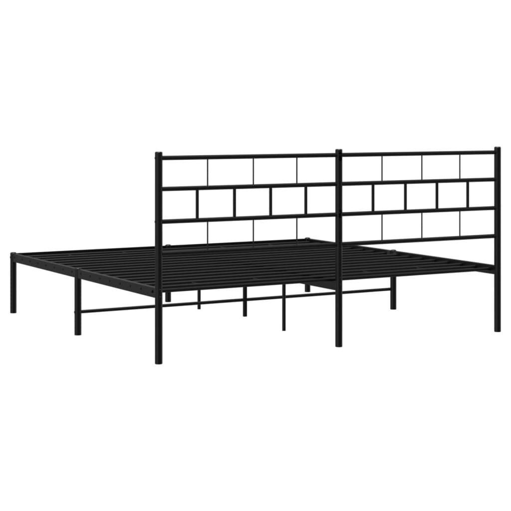 Metal Bed Frame without Mattress with Headboard Black 183x203 cm King Price