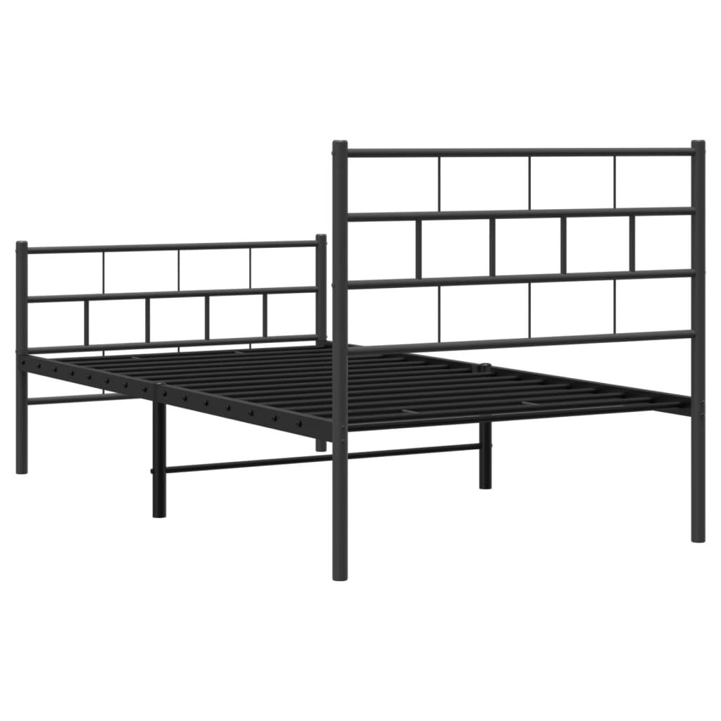 Metal Bed Frame without Mattress with Footboard Black 107x203 cm King Single Price