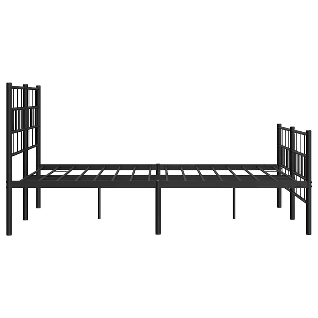Metal Bed Frame without Mattress with Footboard Black 150x200 cm Price