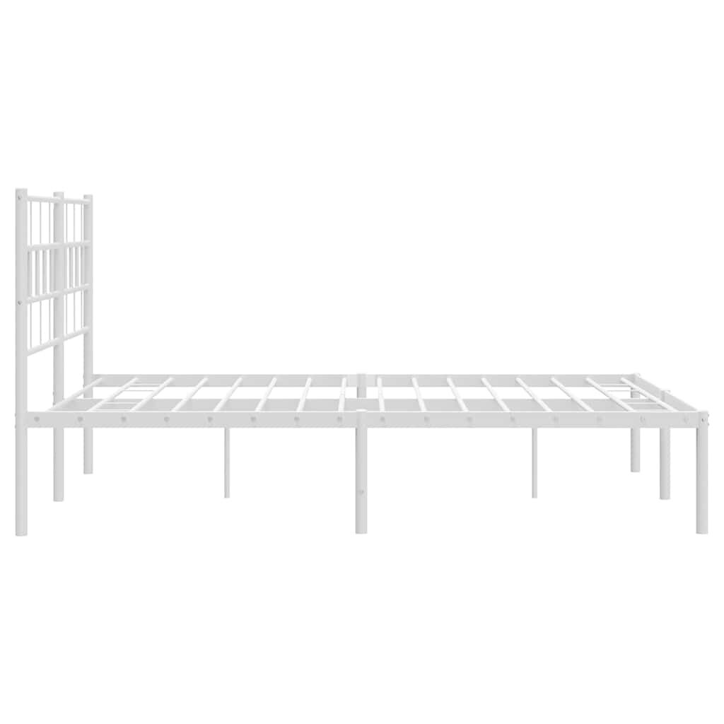 Metal Bed Frame without Mattress with Headboard White 150x200 cm Price