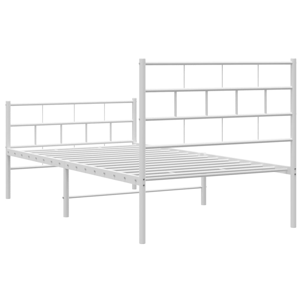 Metal Bed Frame without Mattress with Footboard White 90x190 cm Price