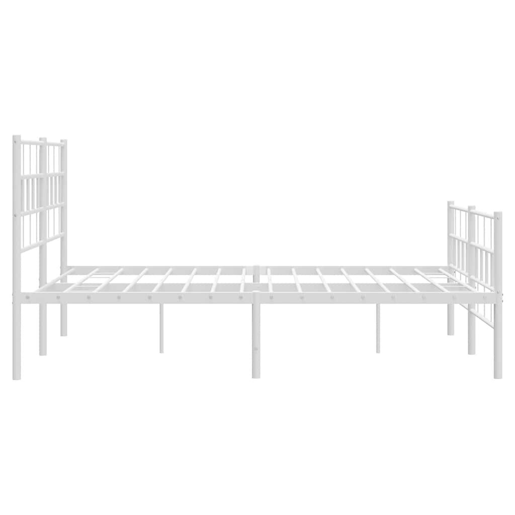 Metal Bed Frame without Mattress with Footboard White 135x190 cm Price