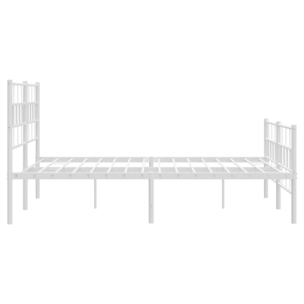 Metal Bed Frame without Mattress with Footboard White 150x200 cm Price