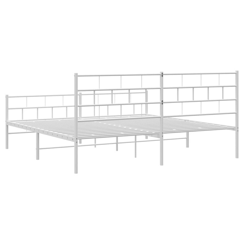Metal Bed Frame without Mattress with Footboard White 183x203 cm King Price