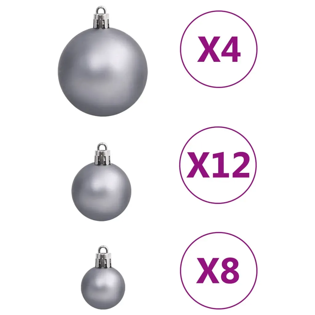 111 Piece Christmas Bauble Set White and Grey Polystyrene Price