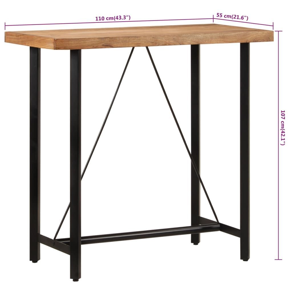 Bar Table 110x55x107 cm Solid Wood Acacia and Iron Price