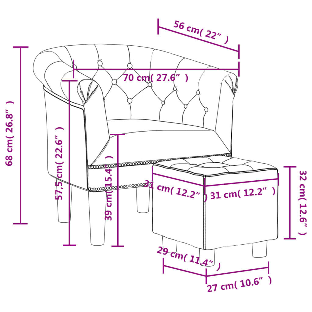 Tub Chair with Footstool White Faux Leather Price
