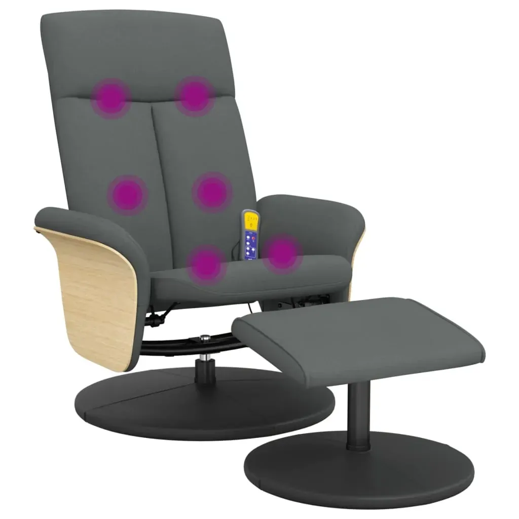 Massage Recliner Chair with Footstool Dark Grey Fabric Price