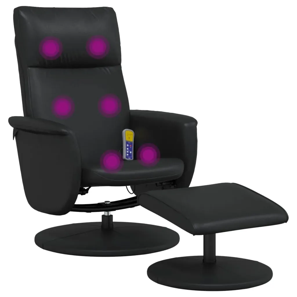 Massage Recliner Chair with Footstool Black Faux Leather Price