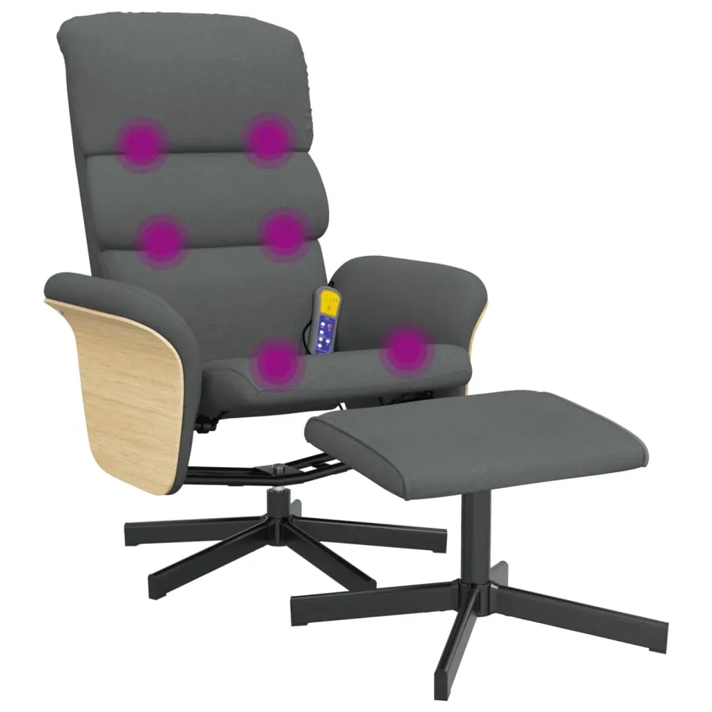 Massage Recliner Chair with Footstool Dark Grey Fabric Price
