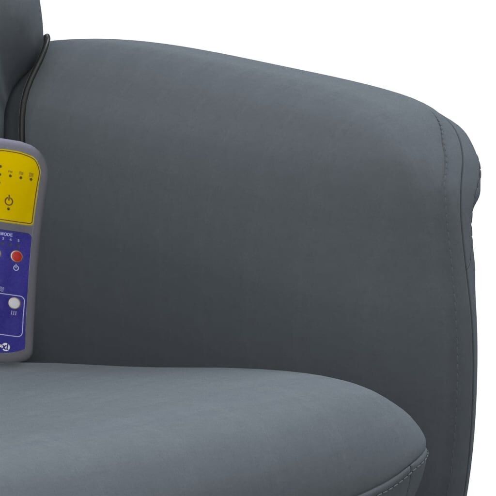 Massage Recliner Chair with Footstool Dark Grey Velvet Price