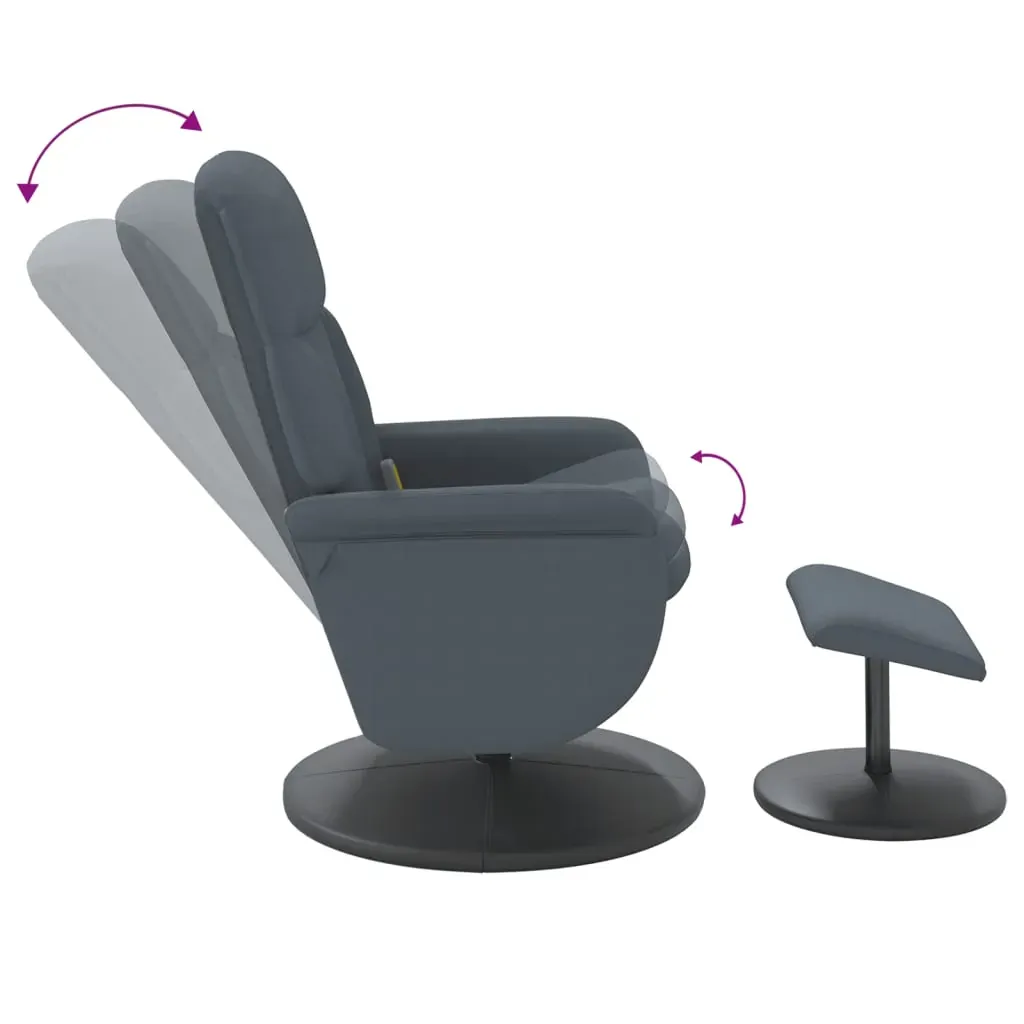 Massage Recliner Chair with Footstool Dark Grey Velvet Price