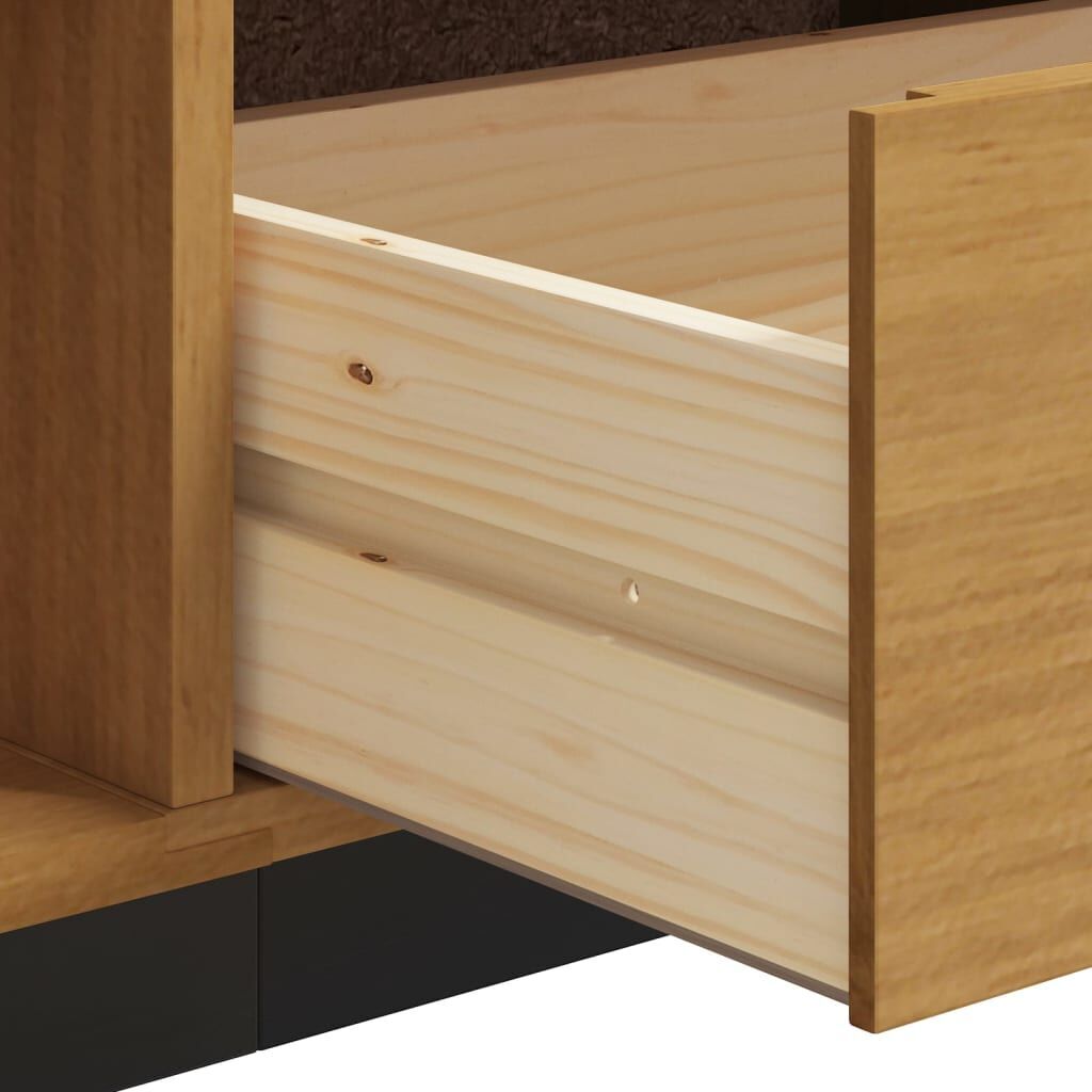TV Cabinet with Glass Door FLAM 158x40x50 cm Solid Wood Pine Price