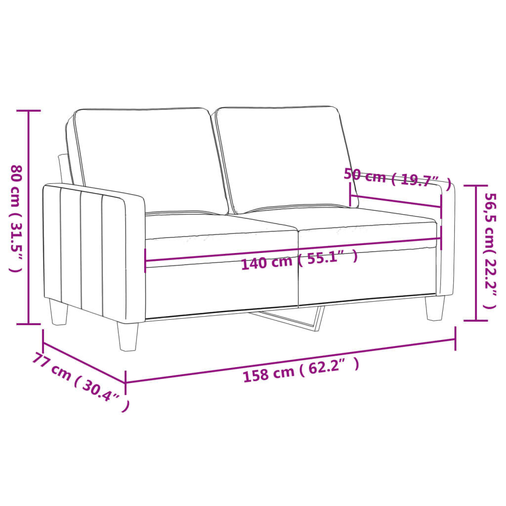 2-Seater Sofa Grey 140 cm Faux Leather Price