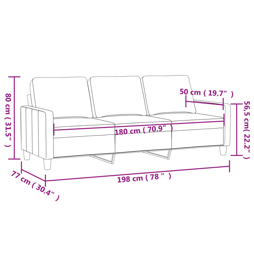 3-Seater Sofa Black 180 cm Faux Leather Price