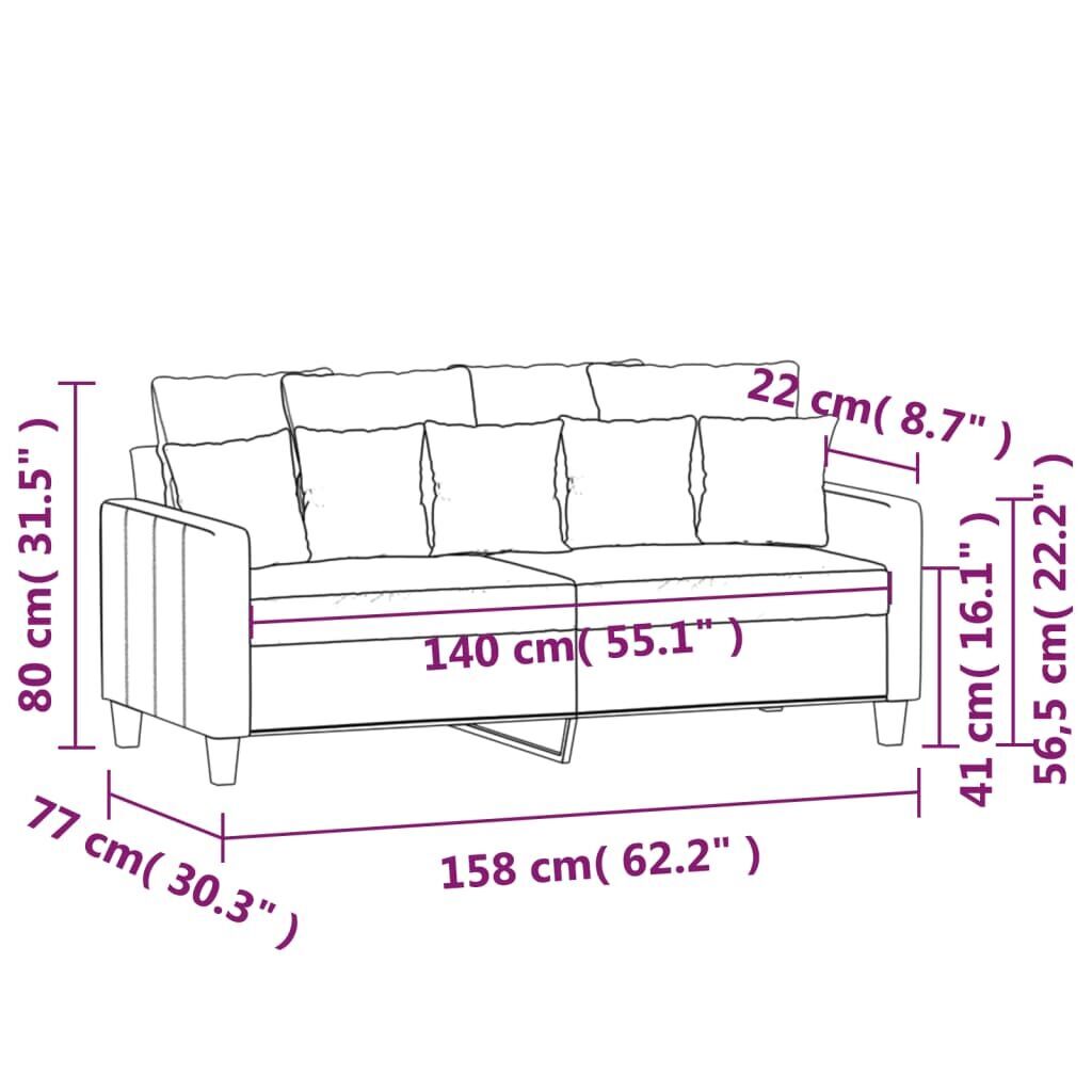 2-Seater Sofa Black 140 cm Fabric Price