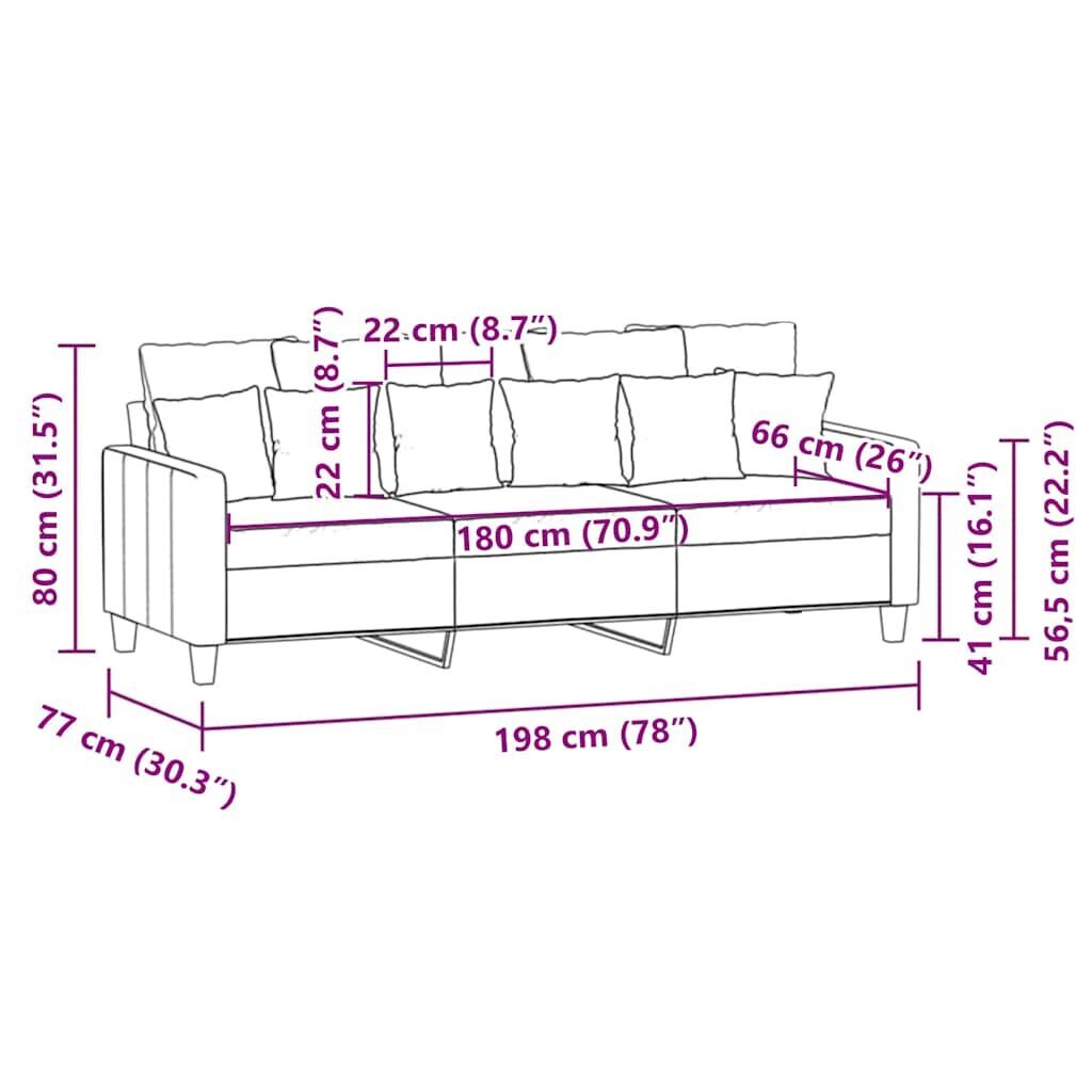 3-Seater Sofa Dark Grey 180 cm Fabric Price