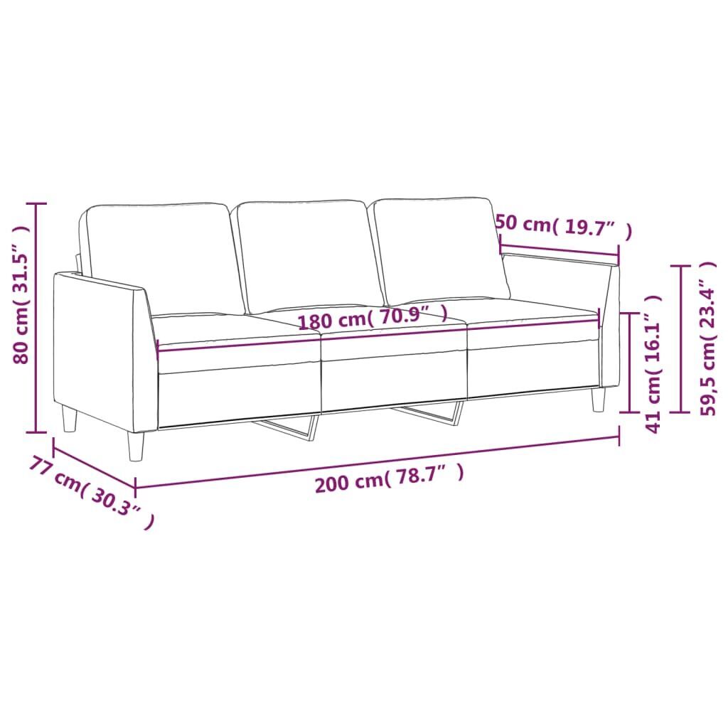3-Seater Sofa Black 180 cm Faux Leather Price