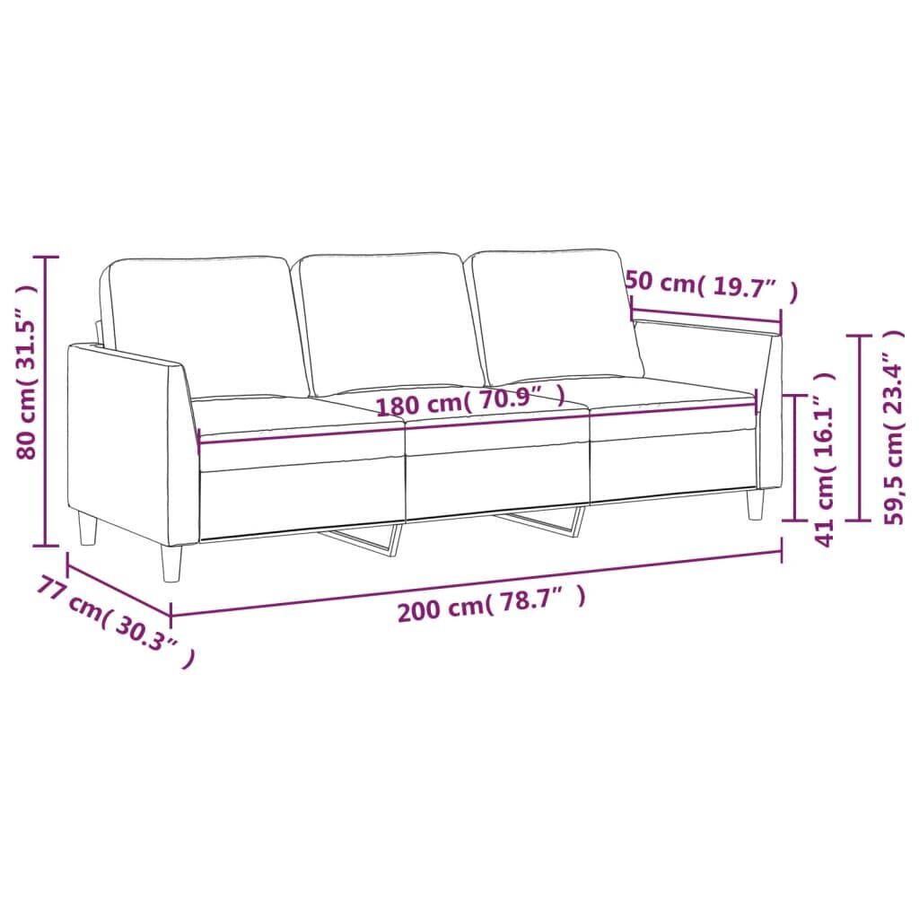3-Seater Sofa Cappuccino 180 cm Faux Leather Price
